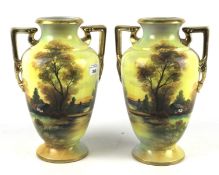 A pair of 20th century Noritake porcelain vases.