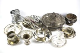 An assortment of silver plated wares.