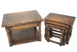 A 19th century oak nest of tables and a similar table.