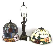 Two Tiffany style leaded glass lampshades.