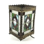 An early 20th century leaded stained glass lantern.