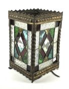 An early 20th century leaded stained glass lantern.
