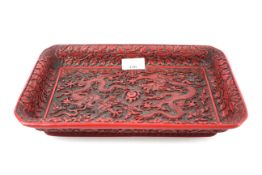 A 20th century Cinnabar lacquer style rectangular tray.