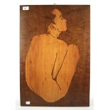 An Italian Intarsio inlaid wooden picture of a female nude.