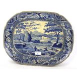 A 19th century blue and white pearlware shaped rectangular platter.
