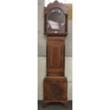 A 19th century mahogany and line inlaid long case clock case (no movement).