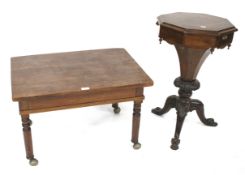 A Victorian mahogany sewing table and a side table.