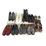 An assortment of designer shoes including Jimmy Choo.