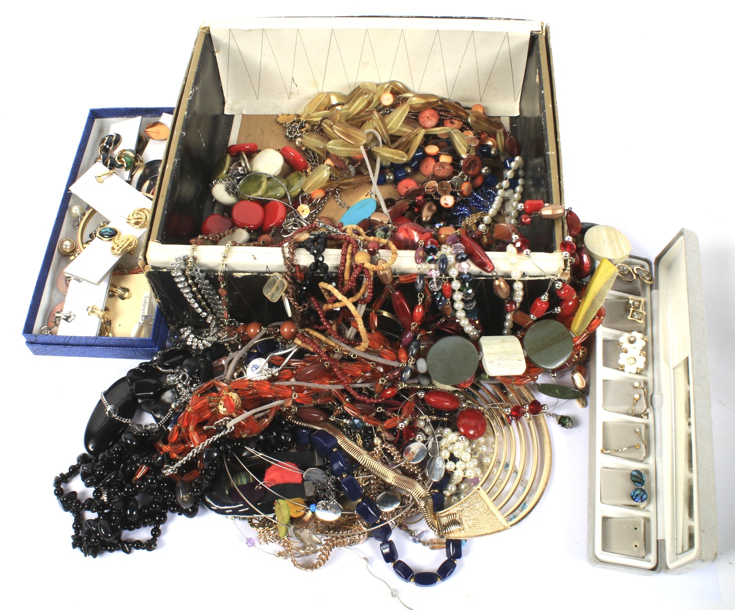 An assortment of costume jewellery.