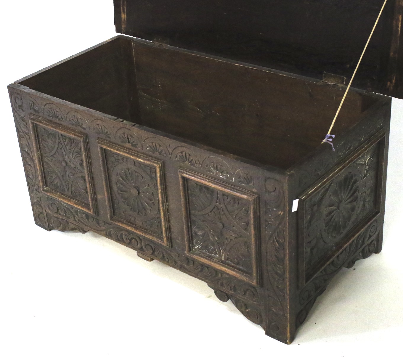 A 19th century small oak coffer. - Image 2 of 2