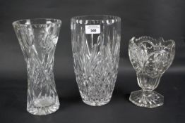 Three 20th century glass vases.