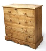 A 20th century pine chest of drawers.