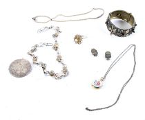 An assortment of silver and white metal jewellery.