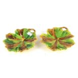 A pair of Majolica leaf dishes by Villeroy & Boch.
