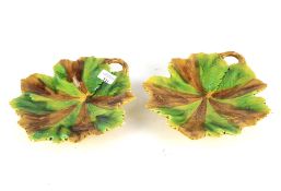 A pair of Majolica leaf dishes by Villeroy & Boch.