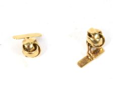 A pair of small 14ct gold knot cufflinks. Each marked 585, combined weight 4.