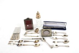 An assortment of silver, silver plate and white metal.