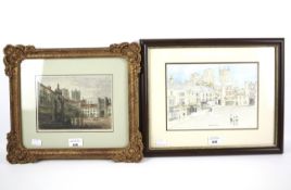 Local interest, two prints of Wells market place.