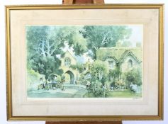 After Eric Richard Sturgeon (1920-1999), Village Scene, signed print.