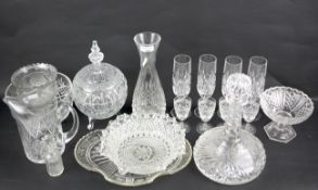 An assortment of cut and moulded glassware.