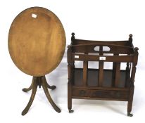 A contemporary Canterbury and 19th century tilt top table.