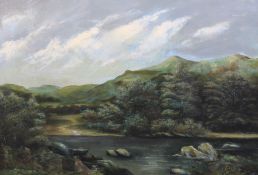 Late 19th Century British School, Mountainous Scottish Landscape, oil on canvas.