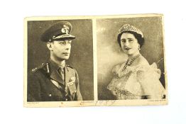 A 20th century postcard featuring King George VI and Queen Elizabeth.