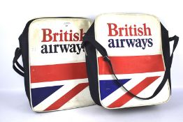 Two vintage British Airways flight bags.