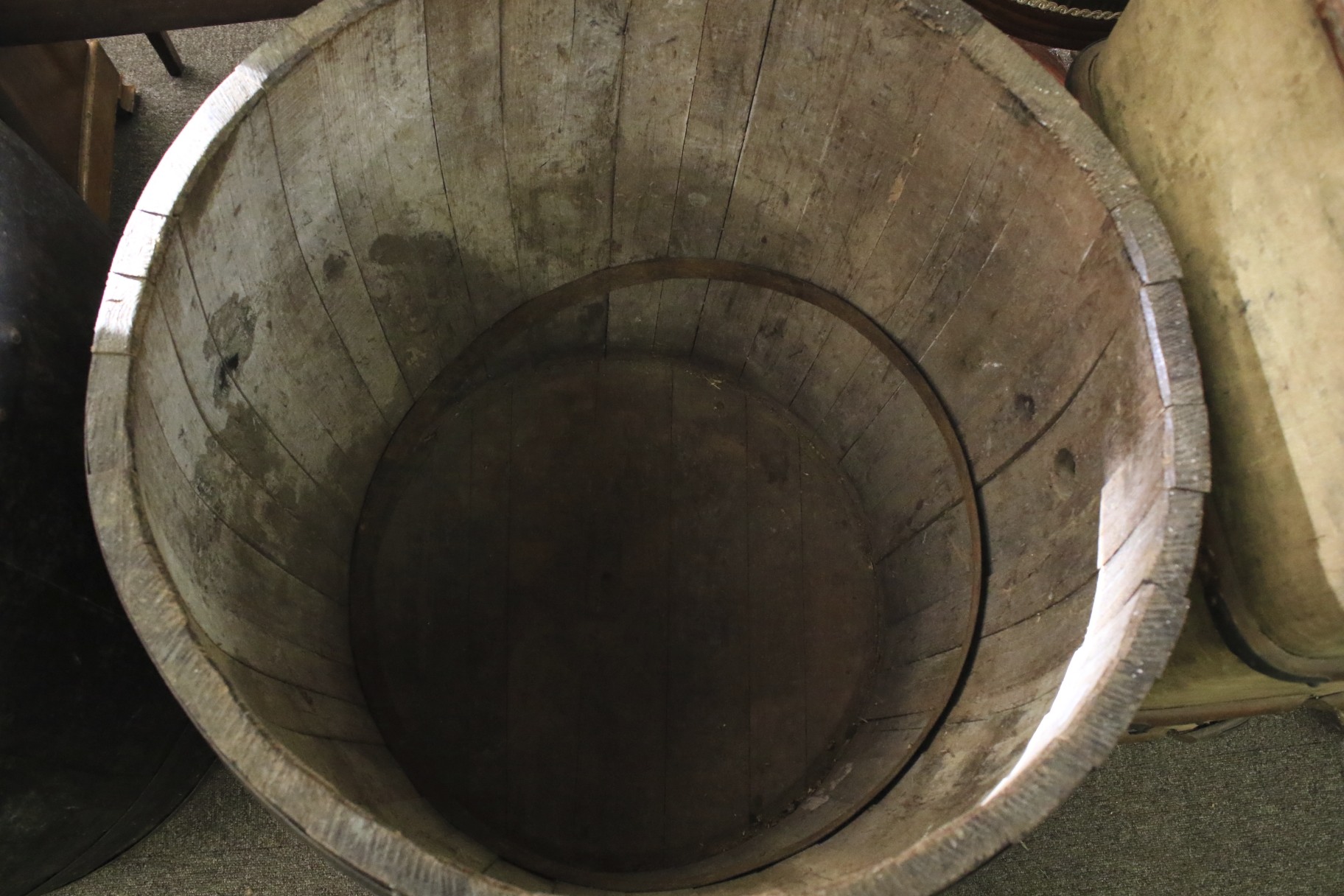 Two large coopered wooden barrels adapted into planters. - Image 3 of 3