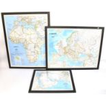Three large contemporary framed maps.