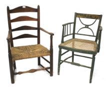Two wooden chairs.