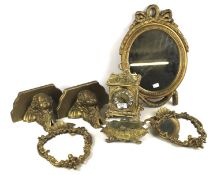 An assortment of gilt items.