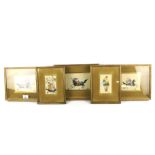 Five framed 20th century Persian miniatures.