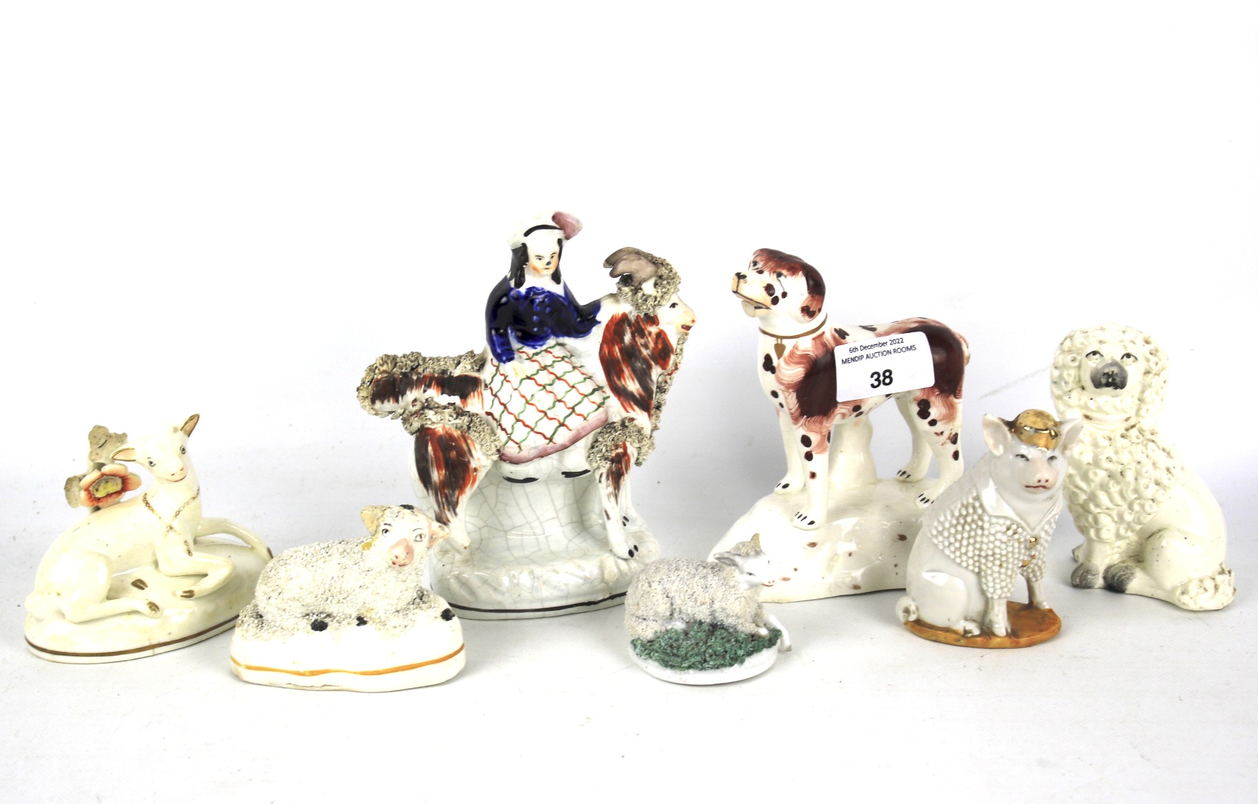 An assortment of 19th century Staffordshire and Staffordshire style ceramics.