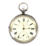 A late Victorian silver fusee coast guard's timekeeper open faced pocket watch.