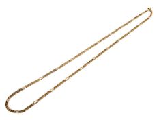 A modern yellow metal fetter-and-seven curb link necklace. Stamped '375', 61cm long, 16.6g.