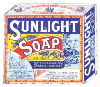 A reproduction Sunlight soap enamelled advertised sign.