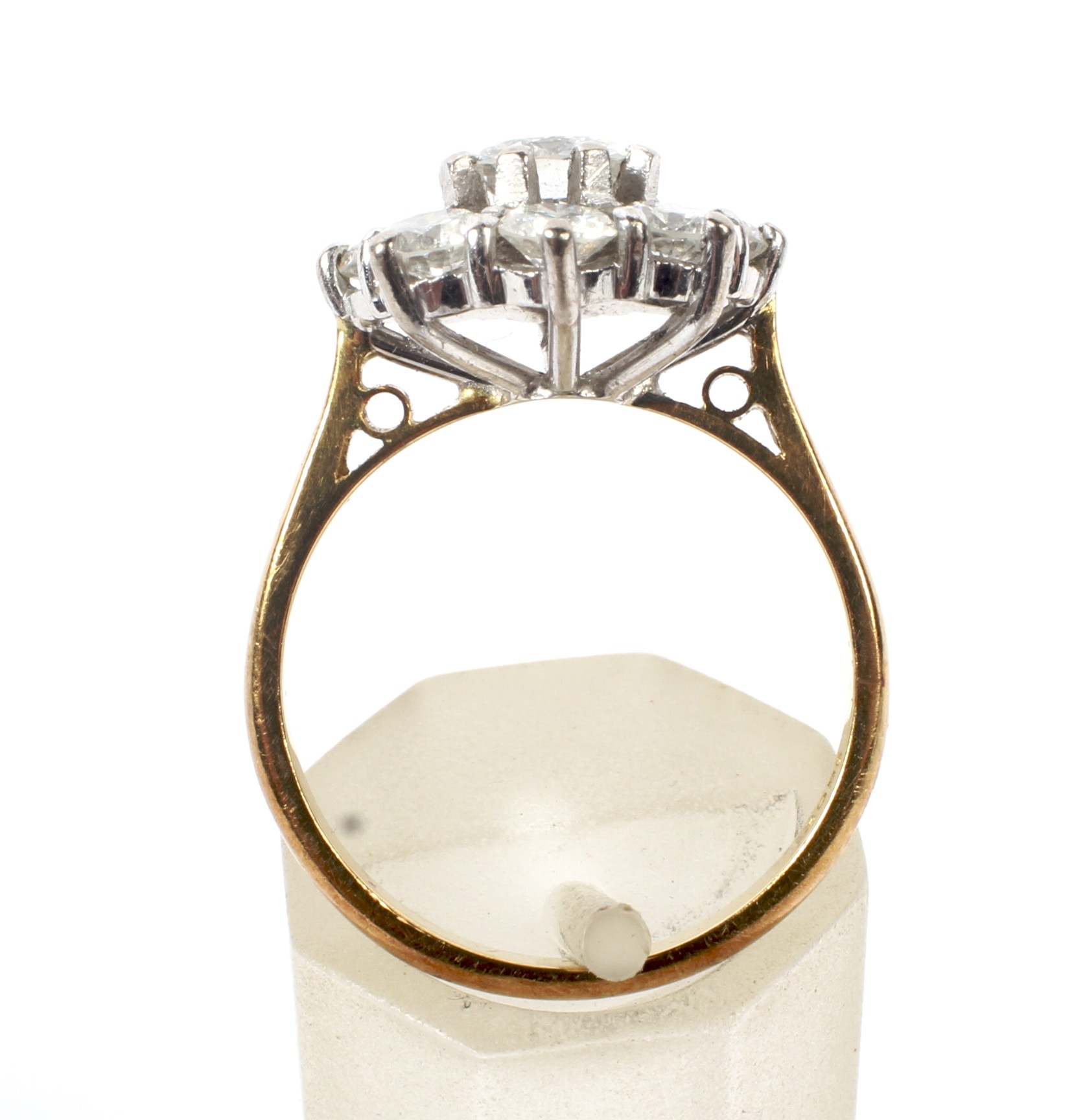 A vintage diamond nine stone cluster ring. Centred with a round brilliant diamond approx. 0. - Image 3 of 4