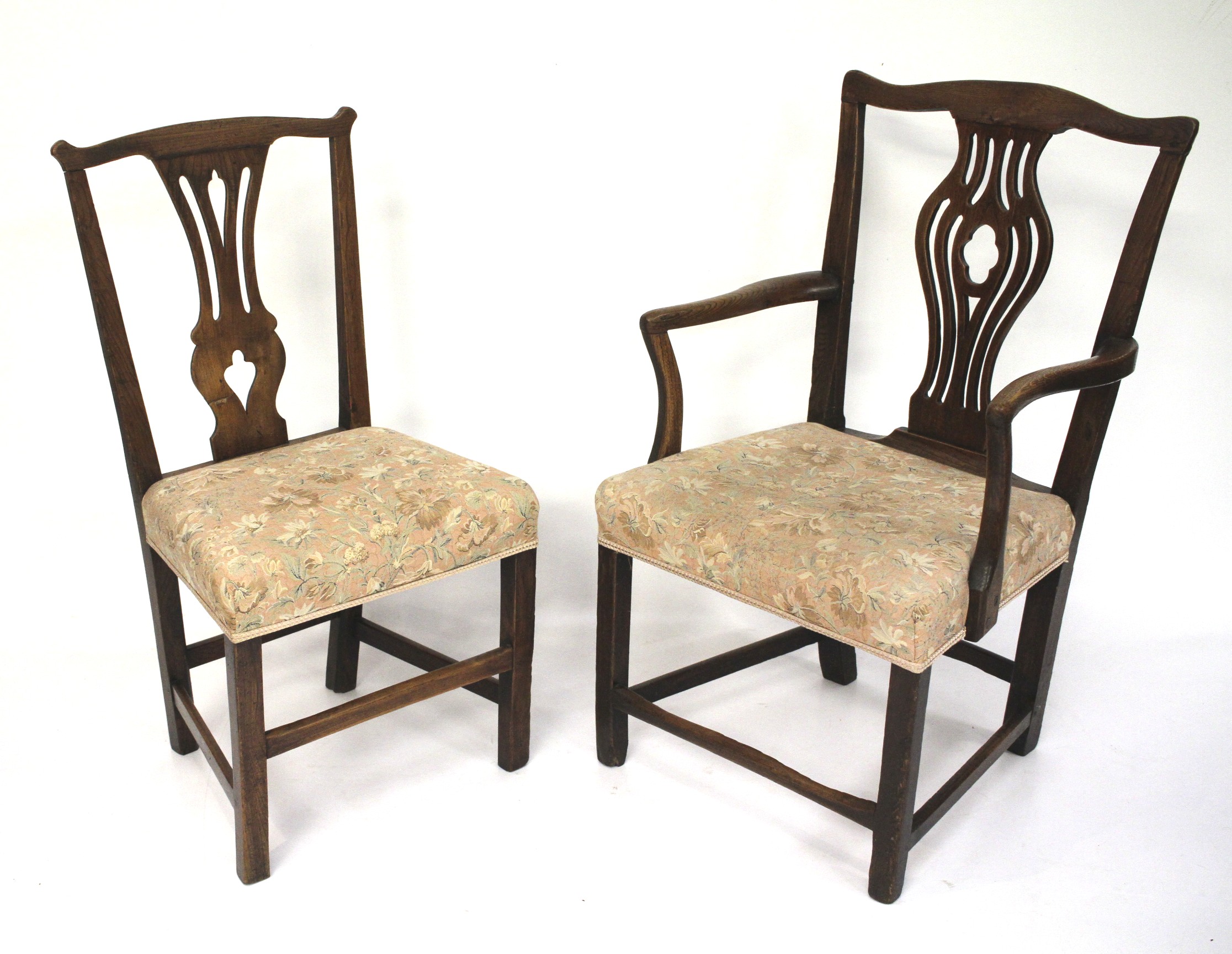 A set of five 19th Century oak dining chairs. - Image 2 of 2