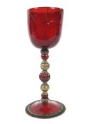 A late 17th century ruby glass and silver-gilt mounted goblet.