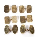 Three pairs of vintage 9ct gold cufflinks.