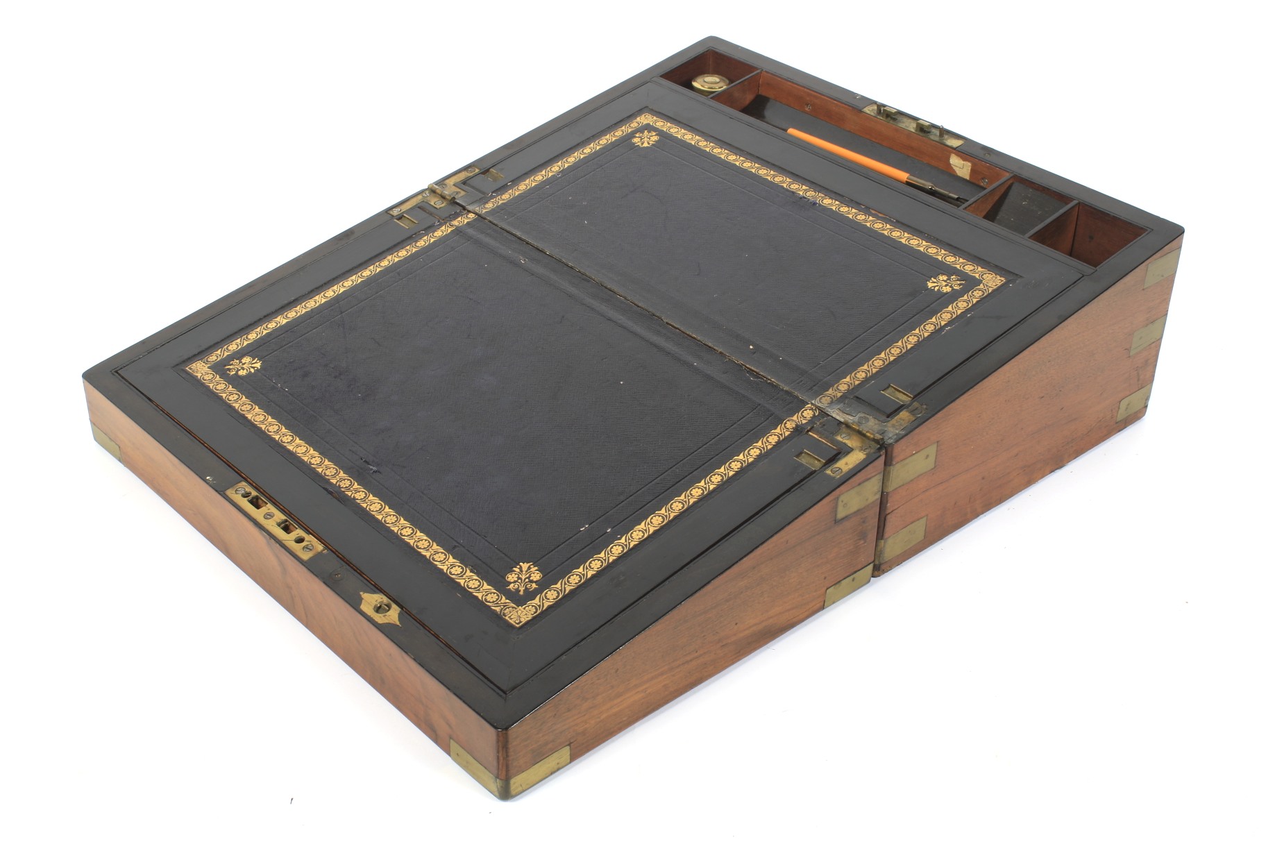 A 19th century maple brass bound writing slope.