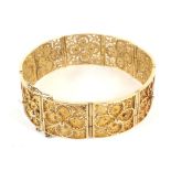 A 19th century Continental gold filigree panel bracelet.