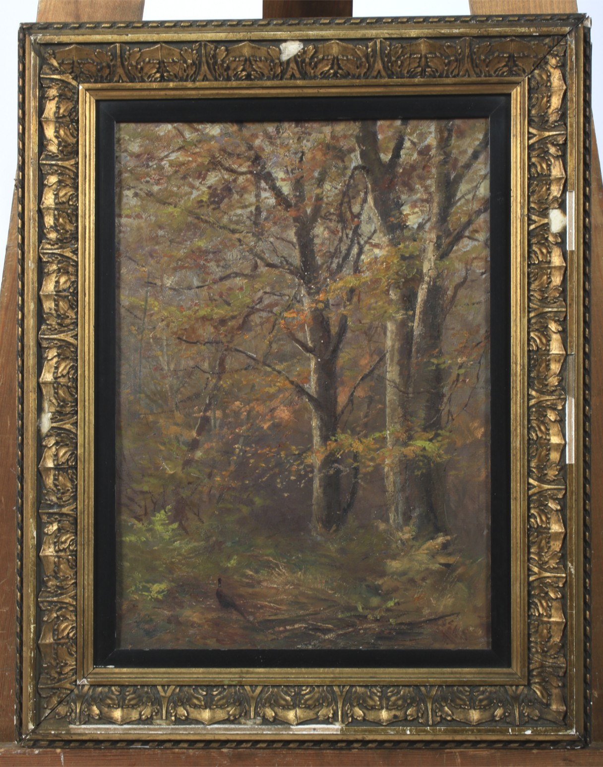 Attributed to Ernest Herman Elhers (1858-1943), Autumn Woods, oil on board. - Image 2 of 3