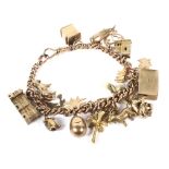 A 9ct rose gold fancy figure-of-eight link 'charm' bracelet.