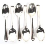 Six Victorian silver serving-spoons.