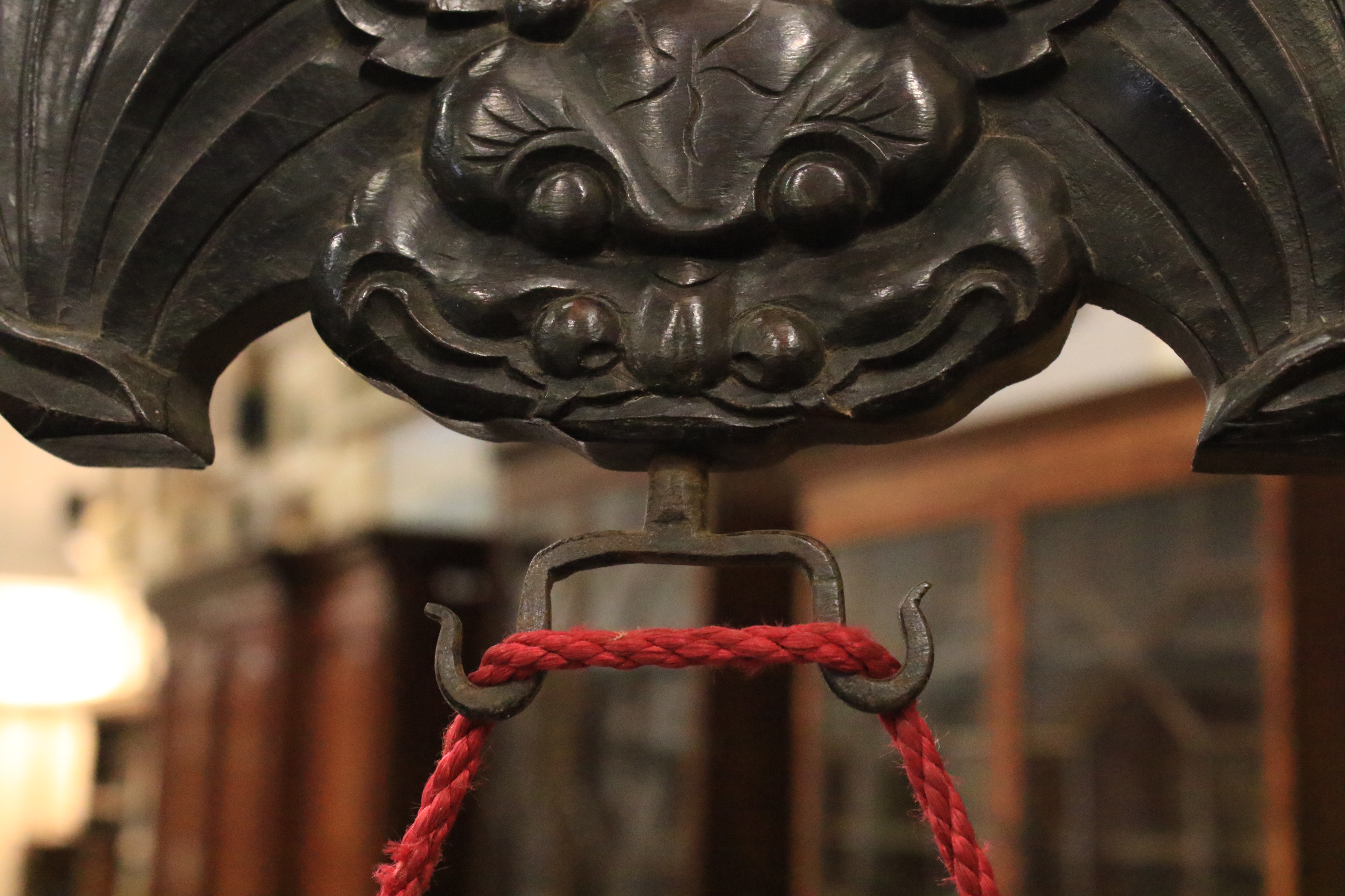 A Chinese gong raised on a carved ebonised stand. - Image 5 of 18