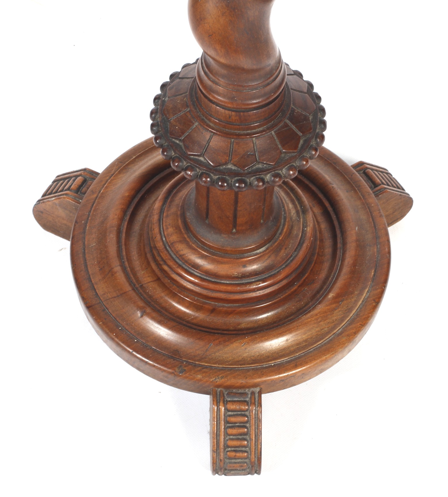 A Victorian turned walnut barley twist candle stand. - Image 3 of 3