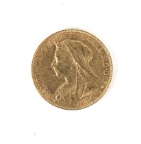 A Victorian gold sovereign 1899 coin