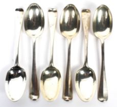Six Victorian silver dessert spoons.